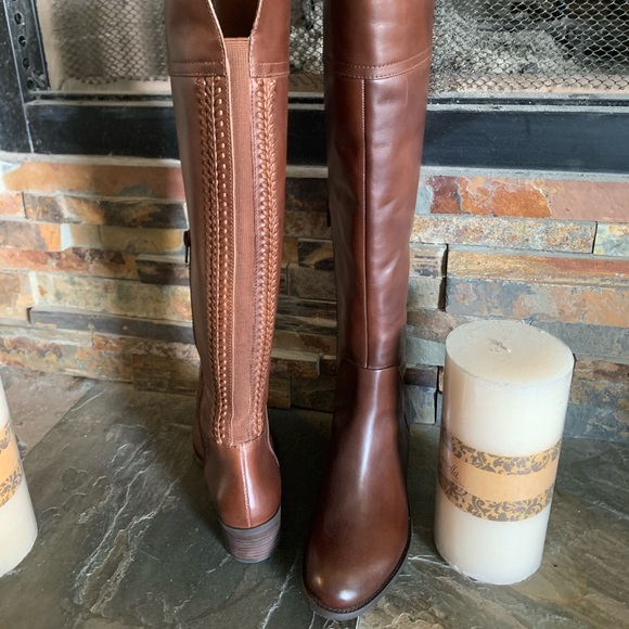 Vince Camuto Russet Tie Dye Leather Riding Boots - Picture 2 of 4